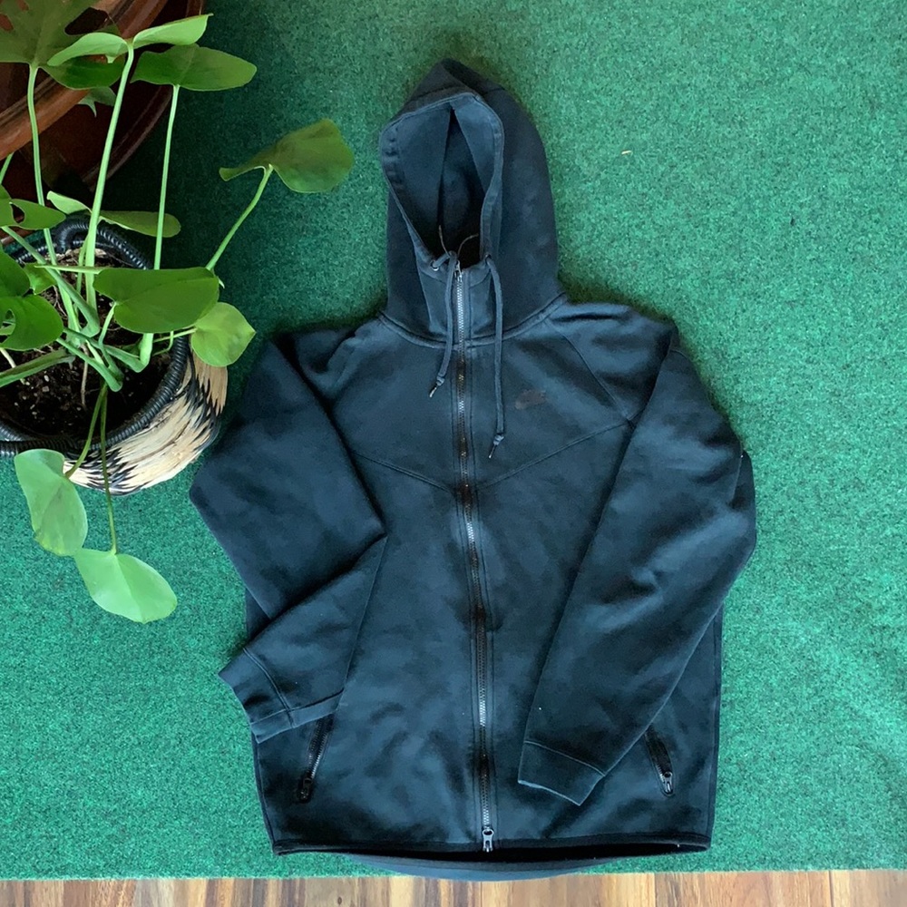 Washed Black Nike Tech Fleece Jacket.